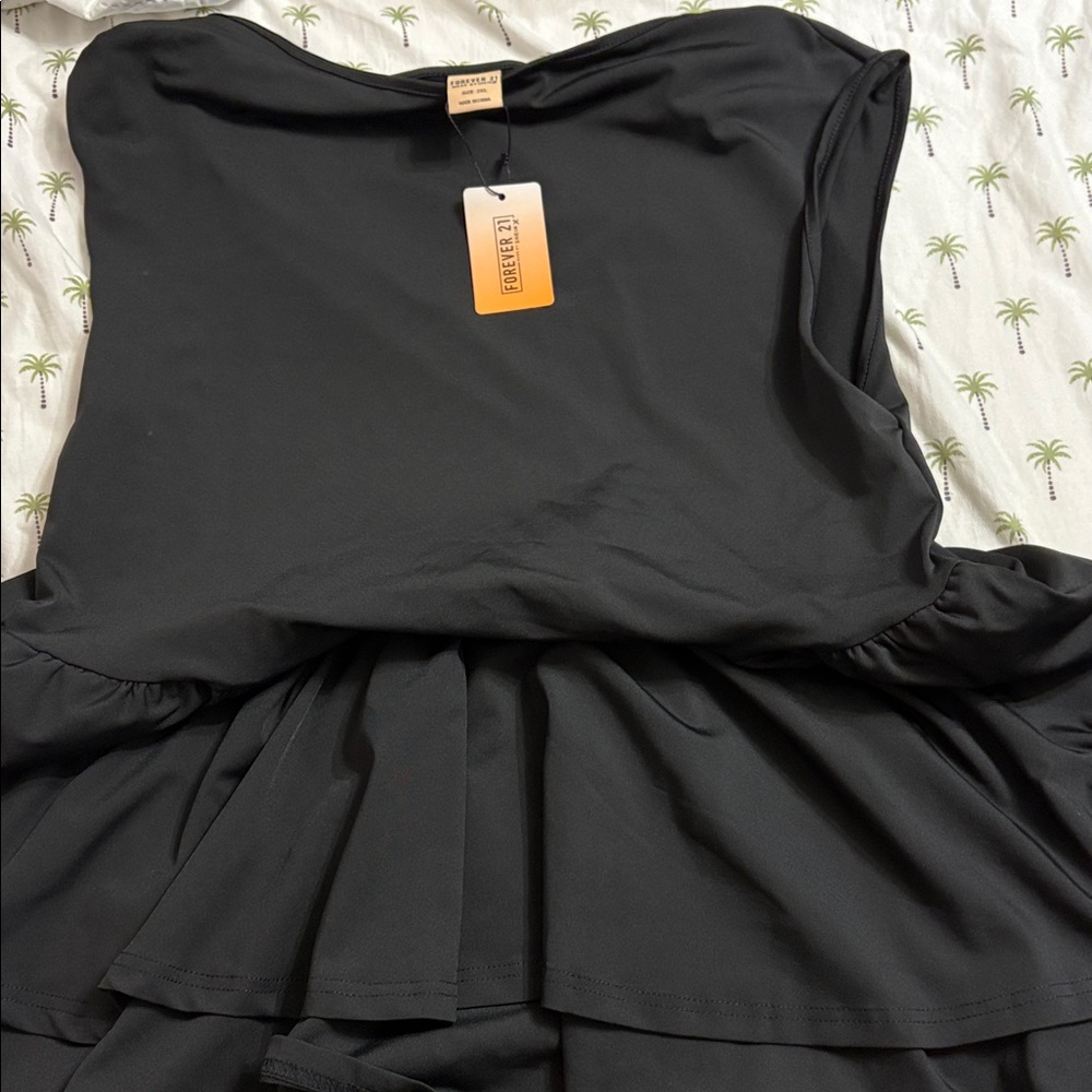Black Sleeveless Dress with Ruffle Detail